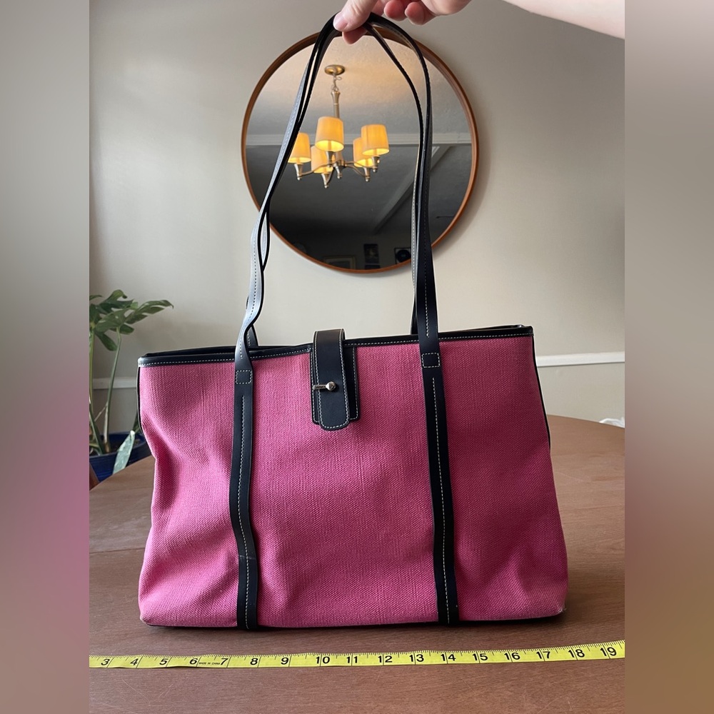 Vintage Nine West Hot Pink Canvas Tote Bag
